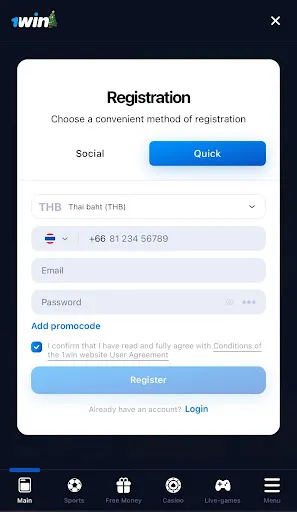 1win creating an account Vietnam sign up